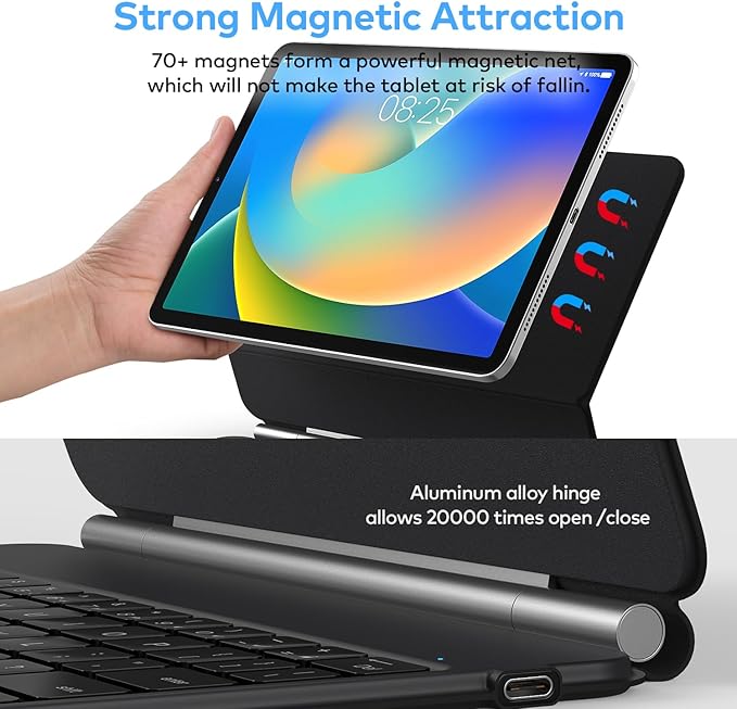 Keyboard Case for iPad 10th Generation 2022 & 11th (A16, 2025) – Magic-Style Keyboard with Multi-Touch Trackpad – Floating Cantilever Stand – Magnetic Case for iPad 10.9 inch 10th / 11th Gen.