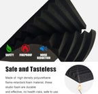 JBER 48 Pack Charcoal Acoustic Panels Studio Foam Wedges Fireproof Soundproof Padding Wall Panels 2.5 X 30 X 30cm/1" X 12" X 12"