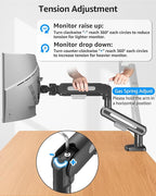 MOUNTUP Dual Monitor Mount Holds 4.4-26.5lbs, Heavy Duty Monitors Arm for 39 37 34 32 27inch, Gas Spring Monitor Stand for 2 Monitor, Height Adjustable Monitors Desk Mount with C-Clamp＆Grommet Base