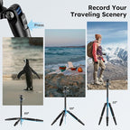 SIRUI Carbon Fiber Travel Tripod - Lightweight 55.1" Compact Tripod with 360° Panorama Ball Head, Quick Release Plate (AM-025K+KS-5)