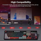AULA F106 PRO Mechanical Wireless Keyboard,Gaming Keyboard with Knob & Screen Tri-Mode RGB Hot Swappable Custom PBT Keys with 8000mAh for PC/Laptop/Windows - Black Red