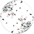 ITNRSIIET Round Mouse Pad with Stitched Edge Premium-Textured Waterproof Non-Slip Rubber Base Desktop Protection Mat Diameter 8.7 inches, Flowers and Butterflies