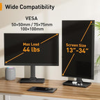 Perlegear Monitor Stand, Freestanding Monitor Mount for 13-34 inch Screens with 360 Degree Rotation, 5 Height Settings, Adjustable Desk Riser with Swivel and Tilt, Max VESA 100x100mm, PGTVS29