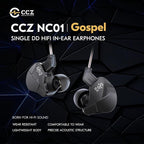 CCZ NC01 Gospel Gaming Earbuds, Stereo Sound in Ear Monitor Headphone Wired, Customized Dual Magnetic DD IEMS Earphone with Detachable Tangle-Free Cable PC Cavity for Computer(without mic,Clear Black)