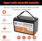 2 Pack 12v 100ah lithium battery lifepo4 24v lithium iron phosphate deep cycle marine battery 12 volt pack for rv solar system home storage trolling motor