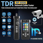 NOYAFA NF-8506 Network Cable Tester with RJ45 Crimp Tool, CAT5 CAT6 Network Tester, IP Scan, PoE Ping Test, Network Rate Test, Port Flashing, RJ45 RJ11 Ethernet Cable Tester with Crimper Stripper