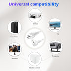 Adoreen 4 Ft Computer TV Replacement Power Cord White, 90 Degree Angled L-Shaped 18AWG 3-Prong AC Universal Power Supply Cable NEMA 5-15P to IEC 320 C13 for Printer, PC, Monitor TV LCD, ETL+Ties