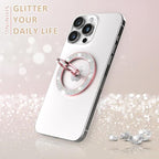 Magnetic Phone Ring Holder for MagSafe, Magnetic Phone Grip for iPhone, Compatible with iPhone MagSafe Wireless Charging. (Glitter Rose Gold)