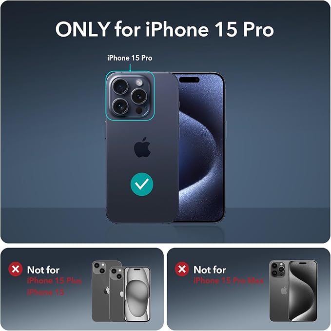 ESR 3+2 Pack for iPhone 15 Pro Screen Protector, [9H Hardness] [Military Grade Shatterproof] Full Coverage Ultra-tough Tempered Glass Film with Easy Installation Frame, 2 Set of Camera Lens Protector