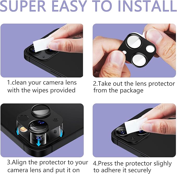 2 Pack Camera Lens Protector for iPhone 14 / iPhone 14 Plus,[Not Easy to Breakn ] AR Tempered Glass Strong Adsorption Metal Camera Cover Screen-blue