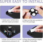 2 Pack Camera Lens Protector for iPhone 15 / iPhone 15 Plus,[Not Easy to Breakn ] AR Tempered Glass Strong Adsorption Metal Camera Cover Screen-black