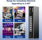 Upgrade 10 Port 2.5G PoE Switch,AUMOX PRO 8 Port 2.5G Network Unmanaged Switch with 2x10G SFP Gigabit Ethernet Unmanaged PoE Switch 120W,Compatible with 100/1000/2500Mbps for AP, NAS, PC Plug and Play