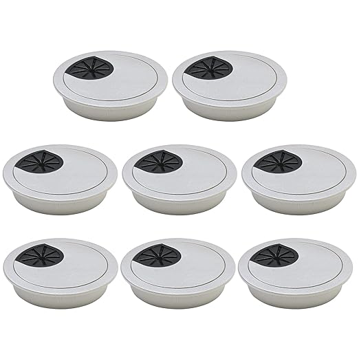 Desk Grommet 2-3/8" (60 mm), Desk Cord Hole Cover, Cable Grommet ABS Plastic, Desk Hole Grommet for Office and Home Table Cable, Detachable Cable Cord Organizer (Silver Sand 8 Pcs)