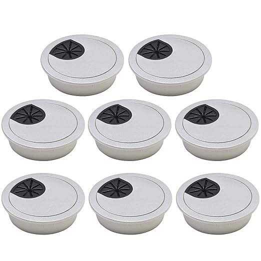 Desk Grommet 2-1/16" (53 mm), Desk Cord Hole Cover, Cable Grommet ABS Plastic, Desk Hole Grommet for Office and Home Table Cable, Detachable Cable Cord Organizer (Silver Sand 8 Pcs)