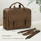 RAINSMORE Messenger Bag for Men 16 Inch Laptop Bag Vintage Leather Waterproof Laptop Briefcases Large Computer Satchel Bag