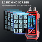 10 in 1 Network Cable Tester with 7 Wavelengths OPM 10Km/10mW VFL 600M Measurable Length 100 Records Tool Kit for CAT5 CAT6 Telephone Ethernet RJ11 RJ45 PoE Wire Tracer NCV, Red