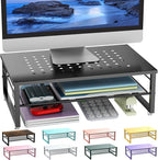 gianotter Desk Organizers and Accessories, 2-Tier Metal Monitor Stand Riser, Desk Organizer for Monitor, Office Desk Storage Organizer for Office Supplies (Black)