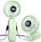 Portable Handheld Fan, 5000mAh Rechargeable Battery, Max 15H Cooling, 4 Speeds, LED Display, Foldable Design, 3-IN-1 Personal Pocket Fan with lanyard for Travel Outdoors Makeup Concert Commute