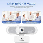 NexiGo N660P 1080P 60FPS Webcam with Software Control, Dual Microphone & Cover, Autofocus, HD USB Computer Web Camera, for OBS/Zoom/Skype/FaceTime/Teams/Twitch, White