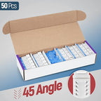 Everest 45° Angled RJ45 Cat5e Keystone Jacks 50-Pack in White - Slim Profile Female RJ45 Connectors - Cat 5e Keystone Jack - Compatible with 45° Angled Speed Termination Tool - 45Term (B0BL3GS7ZY)