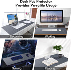 Galdas Gaming Mouse Pad XXL XL Large Long Extended Big Mousepad Non-Slip Rubber Keyboard Mouse Pad with Stitched Edges for Laptop Home Office (31.5x11.8x0.08 Inch) -Grey