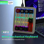 Adventurers K812 Wired Mechanical Numeric Keypad, 19-Key Hot-Swappable RGB Numpad, Macro Programmable, Detachable Type-C Cable, Game/Office Mode Switch – for PC/Laptop/Desktop (White)