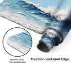 Galdas Gaming Mouse Pad XXL XL Large Long Extended Big Mousepad Non-Slip Rubber Keyboard Desk Pad with Stitched Edges for Laptop Home Office (31.5x11.8x0.08 Inch) … (Painting Waves)