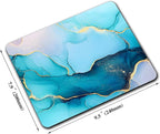 Golden Texture Teal Marble Mouse Pads for Desk, Portable Wireless Computer Mouse pad Small Design with Women, Non-Slip Rubber Base Laptop Mousepad 9.5" x 7.9" Smooth Surface for Office & Travel