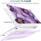 TWOLSKOO Compatible with M4 MacBook Air 13.6 inch Case 2025-2022 Release M4 A3240 M3 A3113 M2 A2681, Plastic Hard Shell & Keyboard Cover & Type C Adapter & Screen Protector, Purple Flowers