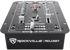 Rockville RDJ3BT 2 Channel DJ Mixer with USB, Bluetooth, Talkover, 4 Line Inputs