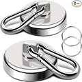 LOVIMAG Magnetic Hooks Heavy Duty, 200LBS+ Super Strong Magnetic Hooks Cruise, Powerful Neodymium Magnets Hook with Swivel Carabiner Hook for Hanging, Kitchen, Cruise Cabins, Grill, Tool Room-2 Pack
