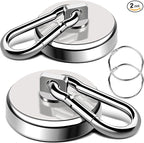 LOVIMAG Magnetic Hooks Heavy Duty, 200LBS+ Super Strong Magnetic Hooks Cruise, Powerful Neodymium Magnets Hook with Swivel Carabiner Hook for Hanging, Kitchen, Cruise Cabins, Grill, Tool Room-2 Pack