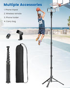 Phone Tripod, 72" Camera Stand Tripod with Remote and Phone Holder, Stable & Adjustable Tall, Suit for iPhone/Digital Camera