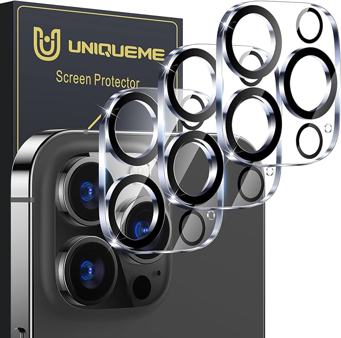 UniqueMe 𝑵𝑬𝑾 𝟮𝟬𝟮𝟮 [ 3 Pack] Compatible with iPhone 12 Pro Max 6.7" Camera Lens Protector Tempered Glass,[Case Friendly][Scratch-Resistant][Does Not Affect Night Shots] -Black Circle