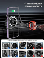 for Magnetic Magsafe Car Mount Charger, Wireless Car Charger with Fast Max 38W QC3.0Charging Adapter Retractable Phone Holder Fits iPhone16/15/14/13Plus/MagSafe Case,Dashboard/Vent/Windshield