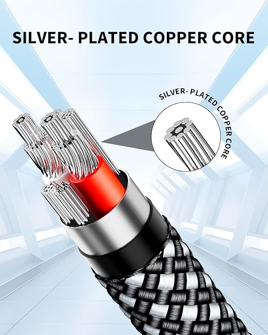 Aux Cord 6.6FT/2m, New 3.5mm Audio Cable - Nylon Braided 3.5mm Male to Male AUX Cable Cord for Car, Headphones, Home Stereos, Speaker