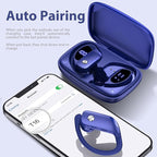 bmanl Wireless Earbuds Bluetooth Headphones 48hrs Play Back Sport Earphones with LED Display Over-Ear Buds with Earhooks Built-in Mic Headset for Workout Blue