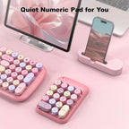 MOFII Wireless Number Pads - Pink Numeric Keypad 18 Keys USB 2.4G Round Keycap Colorful Extensions Keypads, Financial Accounting Portable Numpad 10 Key for Laptop/PC/Notebook/Surface Pro
