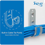ICC 2-Inch Wall Mount J-Hook – 25-Pack, Cable Support Hooks with Retainer Clips, Galvanized Steel with Zinc Finish – for Structured Cabling and Cable Management