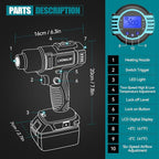 LIVOWALNY Cordless Heat Gun Compatible with Makita 18V Battery: LCD Digital Display - 350W 122℉-1022℉ Adjustable Portable Battery Powered Hot Air Gun for Shrink Tubing Crafts Vinyl Wrap (No Battery)