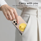 Magnetic Phone Ring Grip Holder, Silicone Finger Loop Grip, Compatible with MasSafe, Back of Phone for iPhone Pro Max/Plus/16/15/15/14/13/12 Series, Yellow