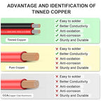12AWG 2 Conductor Parallel Tinned Copper Wire - 20FT, Black, PVC Insulated, Solar Panel, LED, Automotive, RV, Inverter Compatible