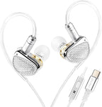 STA-K In Ear Monitor, EarAcoustic Audio HiFi Stereo Wired Earbuds, Hybrid Dual Drivers IEM Headphones, Crystal Clear Sound IEM Earphones with 2 Pin Cable for Musicians (With Microphone Usb, Silver)