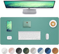 Leather Desk Pad Protector, Mouse Pad, Office Mat, Non-Slip PU Leather Blotter, Laptop Desk Pad, Waterproof Writing Pad for Office and Home (Light Green, 31.5" x 15.7")