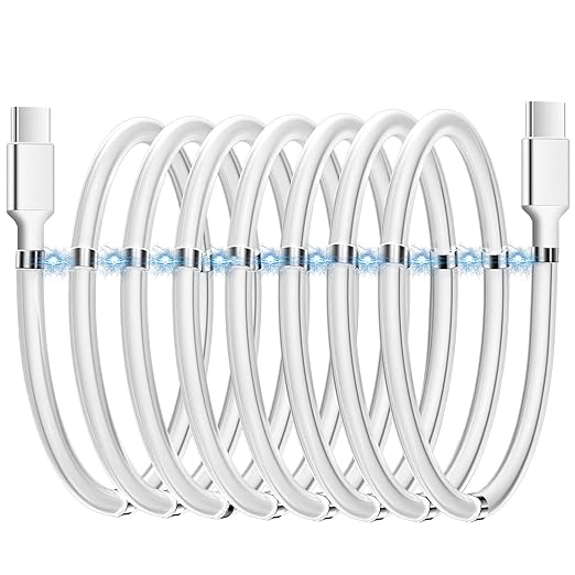 AICase Magnetic Charging Cable, Type C to Type C (6.5 FT) Super Organized Charging Magnetic Absorption Nano Data Cable for Samsung S23/S22/S21/S20 Ultra, MacBook Pro/Air, iPad Pro 12.9 11 Air Mini