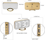 SZELAM Digital Alarm Clock,LED and Mirror Desk Clock Large Display,with Dual USB Charger Ports,3 Levels Brightness,12/24H,Modern Electronic Clock for Bedroom Home Living Room Office - Gold