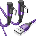 sweguard USB Type C Charger Cable Right Angle [2-Pack,6.6FT] iPhone 16 Charger Nylon Braided Cord for iPhone 15 16 Pro Max Samsung Galaxy S25 S24 S23 S22 S21 S20 S10 S9 Note A15 A55 Flip Pixel LG Moto