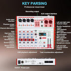 MW-6 6 Channel Professional DJ Audio Mixer, Portable Controller Mixer with DSP 99 Preset Effects for Live Streaming, Podcasting, Family Party (mw-6 white)