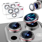 X-it 2 Pack Camera Lens Protector, Shatterproof Protection Anti-Scratch Ultra HD Camera Protector, Anti-Glare 9H Tempered Glass Lens Protector for iPhone 16 Pro Max/16 Pro, Case Friendly, Silver Red