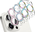 LucBuy 3PCS Sparkling Camera Lens Protector for iPhone 15 Pro/iPhone 15 Pro Max, Full Clear Acrylic Cover with Shiny Colorful Glitter Designed Decoration Back Camera Protector